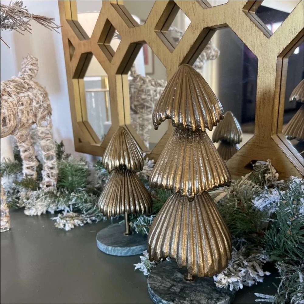 Metal Christmas Trees with Marble Base Gold Lg & Sm - Threshold Studio McGee